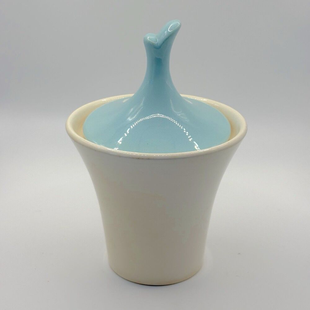 Star Lite Sky Blue Sugar Bowl By Harker MCM Teal Cream With Lid